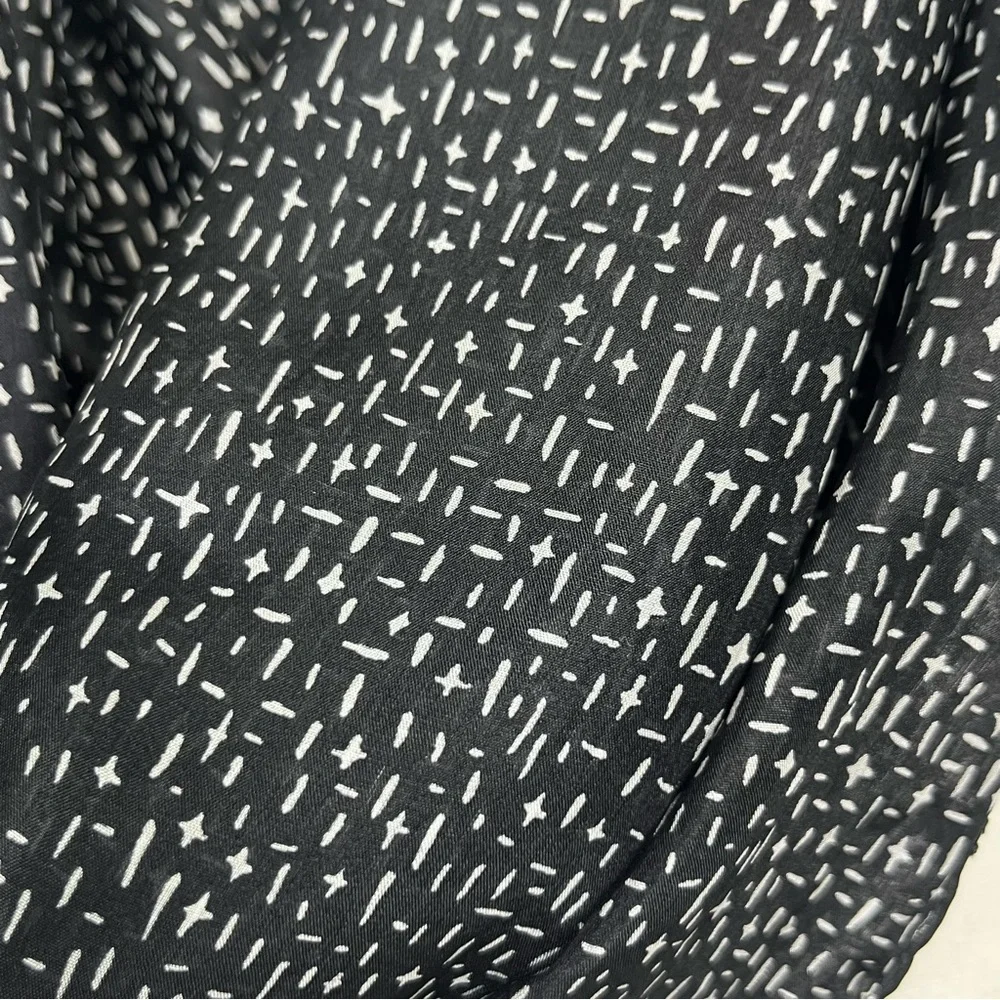 J.Jill 100% silk black & white print lightweight infinity scarf.